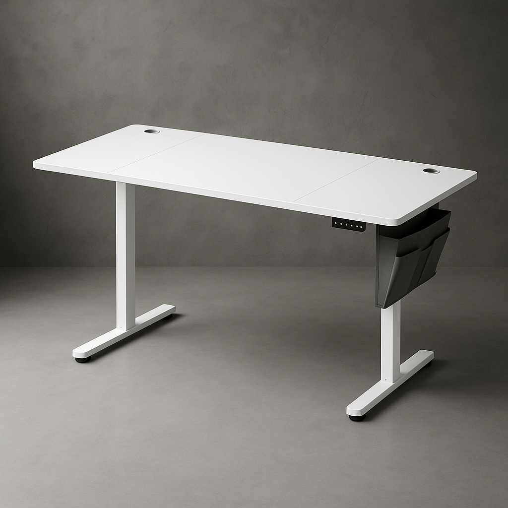 Bureau Assis Debout avec Rangement blanc | Desk-Elite