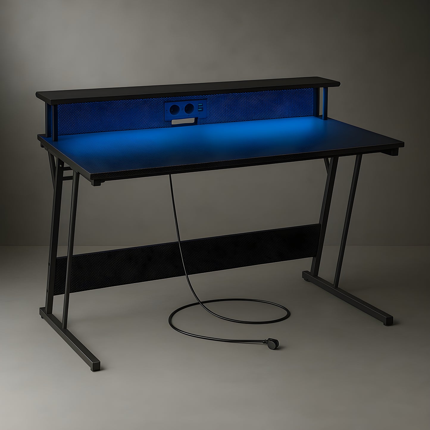 Bureau avec Prise Intégrée Carbone | Desk-Elite