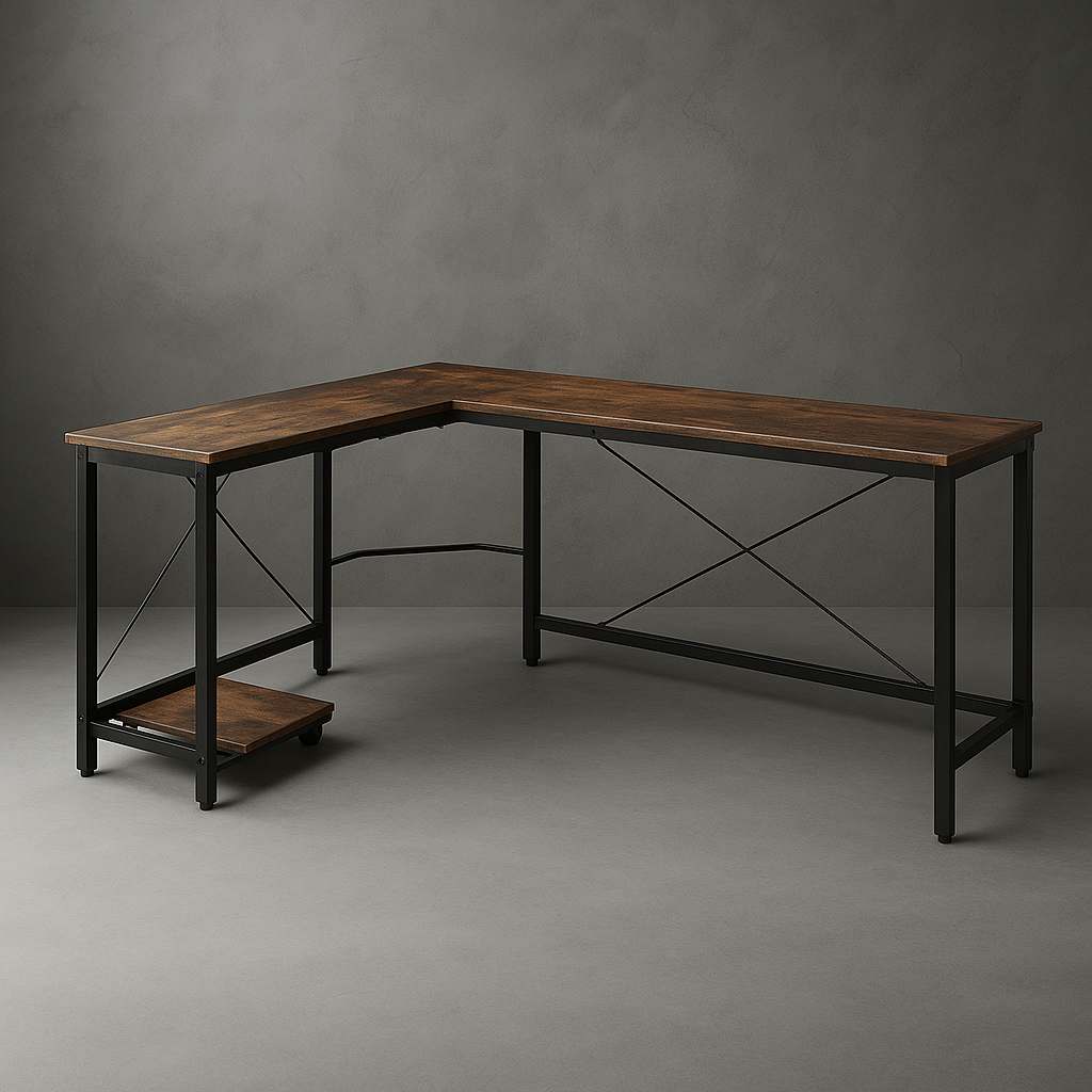 Bureau d’Angle Professionnel Marron | Desk-Elite